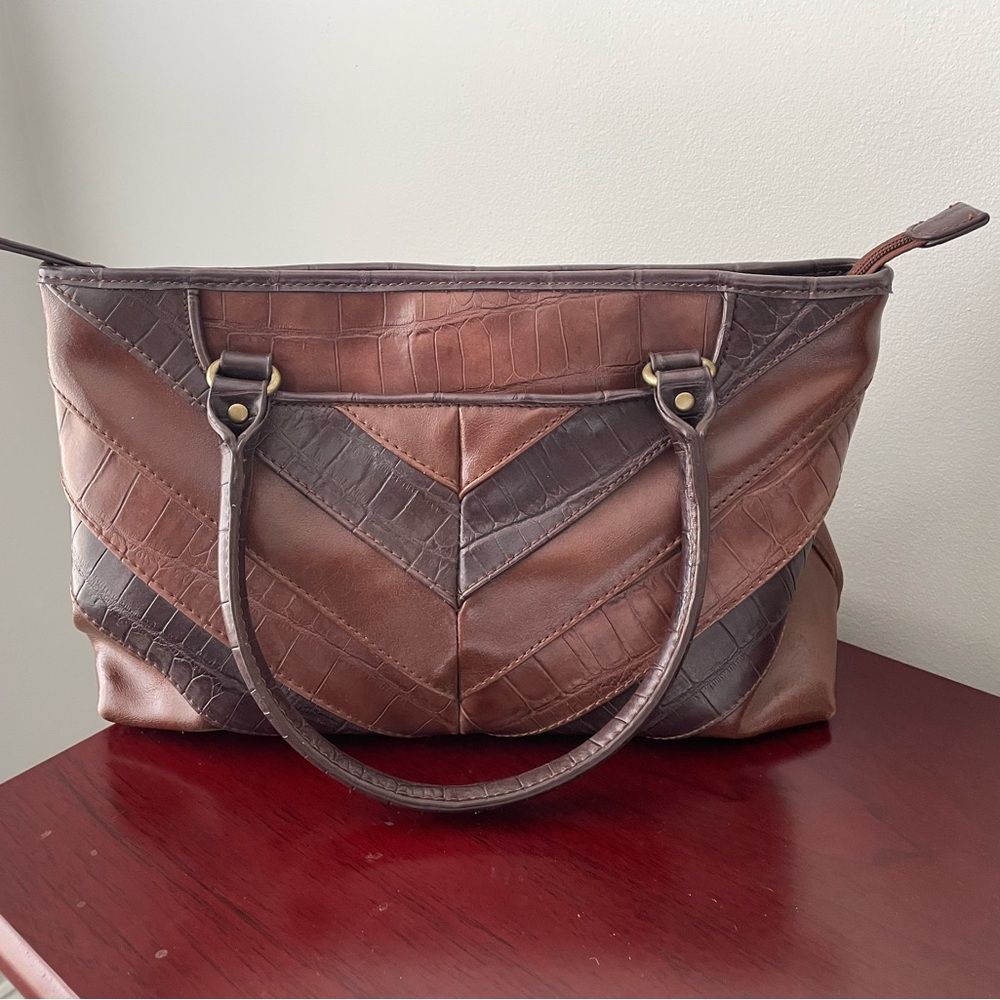 Vintage Relic Chevron Leather Tote Bag